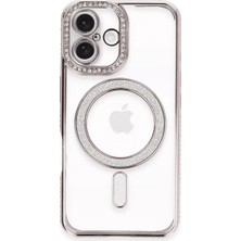 Newface iPhone 16 Plus Kılıf Joke Simli Magneticsafe Kılıf - Pembe