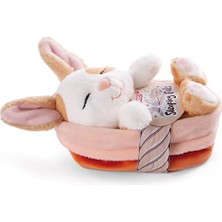 Nici 48707 Soft Toy Sleeping Pets Bunny Caramel Dotted In Peach Basket 12CM