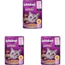 Whiskas Pouch Tastymix Sos Içinde Somonlu ve Havuçlu Yetişkin Kedi Konservesi 85 gr Tekli Paket (3 Paketi)