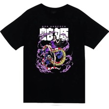 stonedfame One Piece - Boa Hancock - Anime Baskılı Unisex %100 Pamuk Siyah T-Shirt