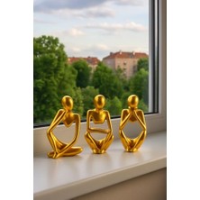 Ev & Ofis Dekoru – Gold 3’lü Insan Figürü Seti | El Yapımı Minimalist Heykel Takımı