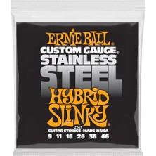Ernie Ball Hybrid Slinky Paslanmaz Çelik Yara Elektro Gitar Telleri, Gauge 9-46