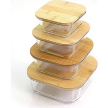 Bambu Kapaklı Vakumlu Cam Saklama Kabı Seti – Yuvarlak, Kare ve Dikdörtgen Gıda Saklama Kabı – Hava Geçirmez Kahvaltılık ve Mutfak Düzeni Için Cam Doğal Ahşap Kapaklı (Kare, 725 Ml)