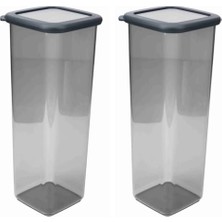 Şeffaf Kare Saklama Kabı Silikon Kapak Hava Geçirmez Kuru Baklagil Kahve Bakliyat Makarna Kuruyemiş Kutusu Çeyiz Seti (2 Adet, 2000 Ml)