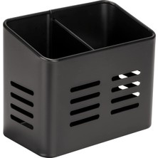 Bey Baco Çatal Bıçak Sepeti, Siyah Açık Hava Mutfak Sepeti, Çatal Bıçak Takımı Için Siyah Toz Kaplamalı Metalden Yapılmıştır, 16 x 13,5 x 9 cm