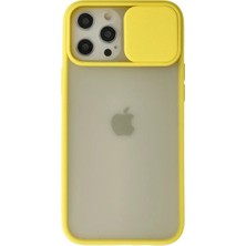 Newface iPhone 12 Pro Max Kılıf Palm Buzlu Kamera Sürgülü Silikon - Sarı