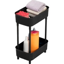 Promosyonca Çok Amaçlı 2 Katlı Dolap Içi Düzenleyici, Banyo Mutfak Organizer Raf (Siyah)