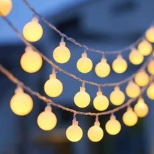 Sıcak Sarı Küre Top LED Işık Zinciri 3 Metre – Pil ile Çalışan Dekoratif Aydınlatma, Iç-Dış Mekân Kullanım, Yılbaşı, Balkon, Bahçe, Parti ve Ev Dekor Işığı          [enerji Sınıfı A+]