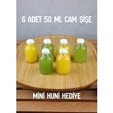 Qualitev 6 Adet Cam Ginger Shot Detox Şişesi Sızdırmaz Plastik Kapaklı Çok Amaçlı 50ML