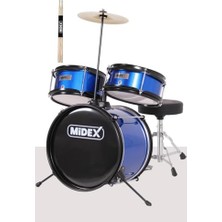 Midex CD300X-BL Akustik Çocuk Baterisi Davulu Seti 5-14 Yaş Için Full Set