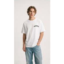 Hoxie Erkek Beyaz Urban Archives Sırt Baskılı Premium Oversize Tişört