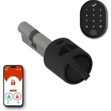 Desi Utopic R Motorlu Silindir Akıllı Kilit, Telefondan Kontrol ve Şarj Edilebilir Pilli Akıllı Kapı Kilidi - Kolay Montaj, Deliksiz Montaj (Siyah Utopic R + Parmak Izi/şifre)