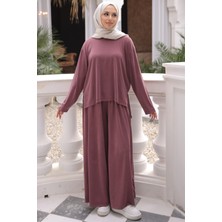 İmaj Butik Mürdüm Sweat Pantolonlu Modal Takım