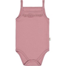 Kujju Civil Baby Ip Askılı Dantelli 12-24 Ay Kız Çıtçıtlı Badi - Pembe