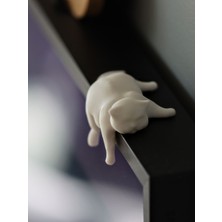 Wellcut IHTIYACIN3D 2'li Set Tembel Şişko Kedi Monitör ve Tv Köşe Biblosu - Ekran Üstü Dekor Figür (6x4 Cm)