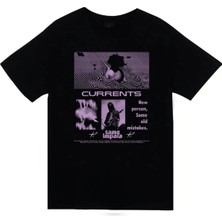 stonedfame Tame Impala Müzik Grubu - Currents Baskılı Unisex %100 Pamuk Siyah T-Shirt