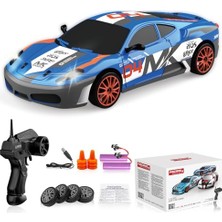 Rc Drift Araba Uzaktan Kumanda Araba 2.4ghz 1:24 Ölçekli 4WD 15KM/H Yüksek Hızlı Model Araç LED Işıkları Sürüklenen Lastik Yarışı Spor Oyuncak Araba Yetişkin Erkek Kız Çocuklar Için Hediye 2 Adet Şarj