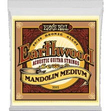 Ernie Ball P02065 Earthwood Mandolin Orta Döngü Sonu 80/20 Bronz Akustik Gitar Telleri, Ölçer 10-36