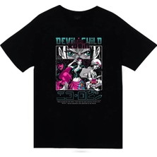 stonedfame One Piece - Nico Robin - Devild Child - Anime Baskılı Unisex %100 Pamuk Siyah T-Shirt