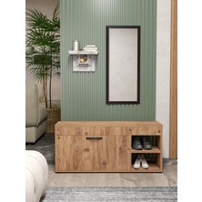 GOLDFALEZ Ayakkabılık Çok Amaçlı Kapaklı Dolabı 90 cm Modern Ayakkabı Dolabı Raflı Organizer 190 Atlantik Çam