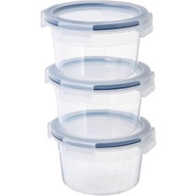 Plastik Saklama Kabı Seti, Şeffaf, 750 Ml, Yuvarlak, 3 Parça