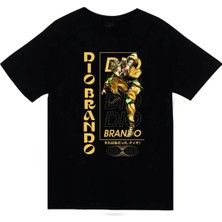 stonedfame Jojo's Bizarre Adventure - Dio Brando - Anime Baskılı Unisex %100 Pamuk Siyah T-Shirt