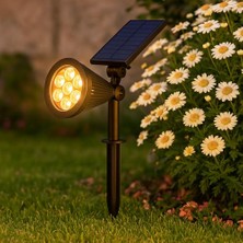 7W Solar LED Bahçe Armatürü Amber Işık – Güneş Enerjili Kazıklı & Duvar Montajlı Çim Aydınlatma Lambası – 7 Led, IP65, 90 Lümen, 140X270X95 mm          [enerji Sınıfı F]