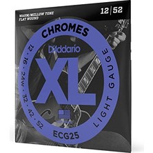 ECG25 Elektro Gitar Tel Seti, Chromes, Light Gauge (12-5
