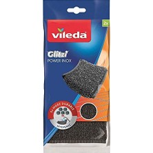 Vileda Glitzi Power Pad Inox, Ekstra Kaliteli, Pas Tutmaz, Zorlu Lekeleri Söker, 2'li Paket