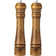 Doğal Ahşap Gövdeli Öğütücü Seramik Bıçaklı Baharat ve Tuz Değirmeni 27 cm 2 Adet