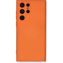 Newface Samsung Galaxy S22 Ultra Kılıf Nano Içi Kadife Silikon - Turuncu