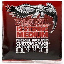 Ernie Ball Orta Boy 12 Telli Nikel Yara Elektro Gitar Telleri, Ölçü 11-52