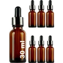 Afracam 30 ml Metal Kapaklı Damlalık Dropper Şişesi Serum 30 cc Cam Şişe 6 Adet (Siyah Kapak, Amber/kahverengi)