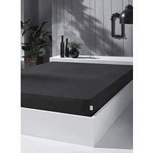 Kobe Home Örme Penye Lastikli Çarşaf, Tek Kişilik, Siyah, %100 Pamuk 130 G/m2