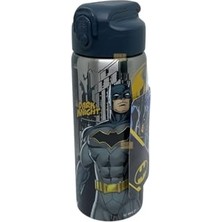 600ML Batman Temalı Lisanslı Pipetli Kilitlenebilir Kapak Paslanmaz Çelik Termos