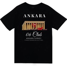 stonedfame Ankara - 06 - Anıtkabir - Atatürk - Türk Bayrağı - Şehir Baskılı Unisex %100 Pamuk Siyah T-Shirt