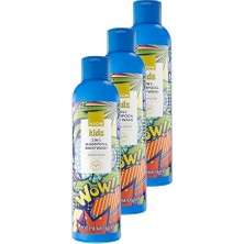 Kids Wow 2 Si 1 Arada Saç ve Vücut Çocuk Şampuanı 200 Ml. Üçlü Set