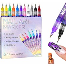 Rıvano 12 Renk Oje Sanatı Kalemi Seti, Su Bazlı Hızlı Kuruyan Tırnak Art Kalemi, Çocuklar ve Yetişkinler Için Kolay Tırnak Boyama ve Nail Art Tasarım Seti