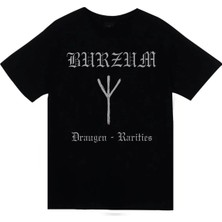 stonedfame Burzum Müzik Grubu - Draugen - Rarities Baskılı Unisex %100 Pamuk Siyah T-Shirt