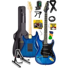 Midex GLC-40BL Profesyonel Elektro Gitar Mavi (Stand Gigbag Askı Capo Tuner Pena Kablo Yedek Tel)