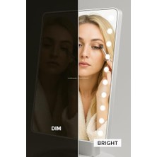 Tuba Toptaş LED Işıklı Makyaj Aynası Dokunmatik 3 Işık Modlu Ayarlanabilir Oynar Başlıklı Masa Üstü Ayna Beyaz Işık Gün Işığı Sıcak Işık