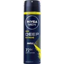 Nıvea Men Erkek Sprey Deodorant Deep Extreme 150ML, 72 Saat Anti-Perspirant Ter Koruması, Enerjik Koku