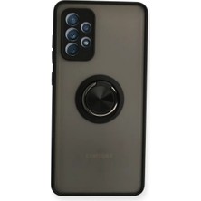 Newface Samsung Galaxy A72 Kılıf Montreal Yüzüklü Silikon Kapak - Siyah