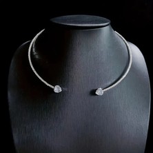 Blue Cat Bijouterie Zarif Kalp Şeklinde Taşlı Gerdanlık Kolye