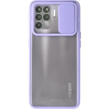 Newface Oppo Reno 5 Lite Kılıf Palm Buzlu Kamera Sürgülü Silikon - Lila