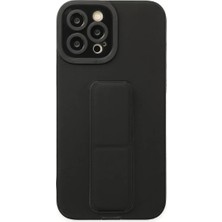 Newface iPhone 12 Pro Max Kılıf Mega Standlı Silikon - Siyah