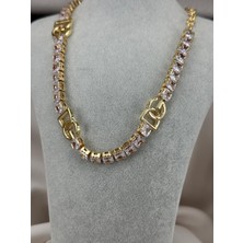 ZS Aksesuar Gold Renk Taşlı Zincir Şık Kolye