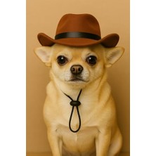 Kedi ve Küçük Irk Köpek Kovboy Şapkası, Keçe Malzeme, Unisex, Ayarlanabilir Lastikli Askı, Özel Günler ve Fotoğraf Çekimleri Için