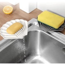 Tineke Siyah Renk Kaymaz Istiridye Şekilli Silikon Sabunluk Sabun Depolama Tutucu ve Taşınabilir Sabunluk