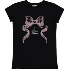 Civil Girls Fiyonk Baskılı 10-13 Yaş Tişört  - Siyah
